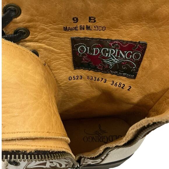 Old Gringo Roxton Boots Bone Leather Floral Lace-Up Western Style Size 9 - Picture 10 of 12